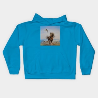 Horse Seagull Beach Freedom Kids Hoodie